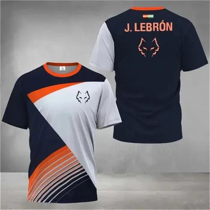 Été nouveaux hommes badminton et tennis de table dégradé rayé imprimé respirant col rond T-shirt en plein air décontract