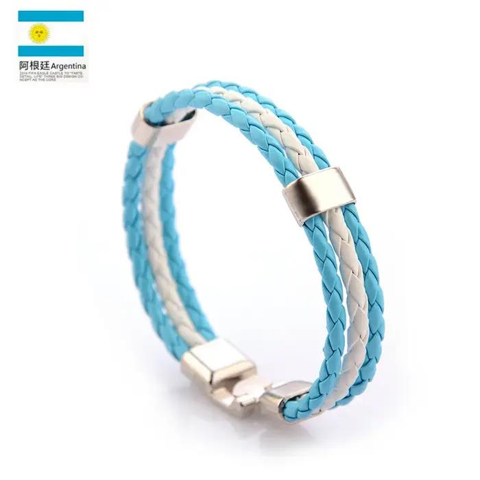 Bracelet en cuir tressé unisexe de l'équipe nationale d'italie, France, russie, drapeau National, co