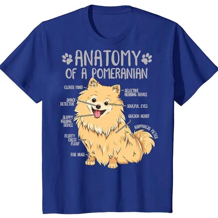 T-Shirt à Manches Courtes en Coton pour Homme, Streetwear Graphique, Style FN anian Dog Pom Anatomy, Cadeaux pour Amoureux des Chiens