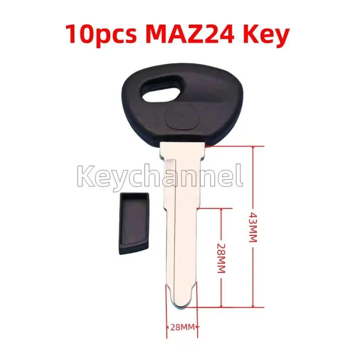 10 pièces transpondeur de voiture clé puce fente porte-clés avec lame de clé MAZ24 pour Mazda 2 3 5