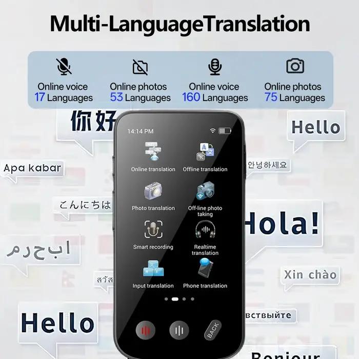 Traducteur MSAI T27 160 langues - Appareil traduction 4G avec SIM, 2+16GB et intelligence artificielle
