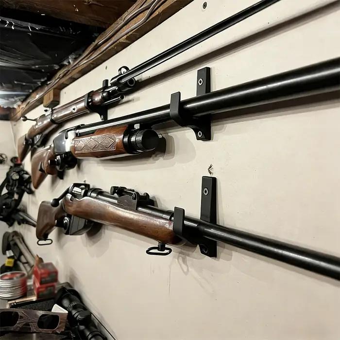 Support mural horizontal pour 8 armes à feu, support pour fusils, crochets pour fusils de chasse, support pour pistolets, présentoir pour armes à feu