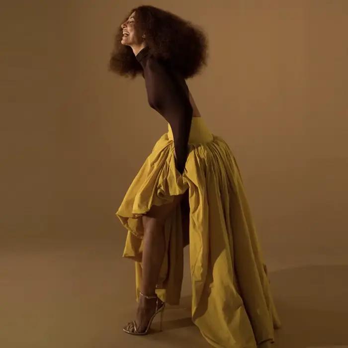 Jupe de danse asymétrique dorée pour femmes, taille haute, drapée, jupe longue féminine, jupe pour i