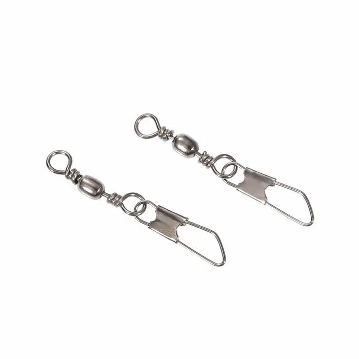 50 pièces/lot connecteur de pêche broche roulement pivotant en acier inoxydable avec mousqueton hame