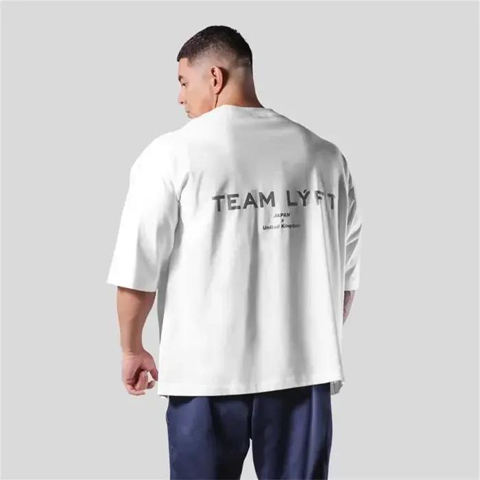 Équipe LYFT argent lettre Logo imprimé confortable coton hommes GYM T-Shirt col rond manches courtes