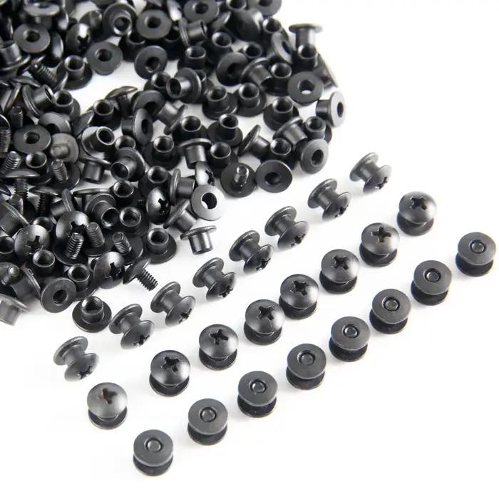 Kit de vis à tête transversale pour vis Chicago, 100 pièces, en acier noir, pour bricolage, gaine de