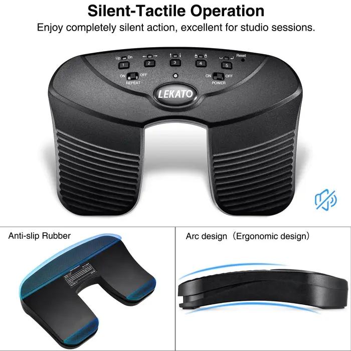 Pédale de Retournement de Page Bluetooth LEKATO pour Musiciens Professionnels et Amateurs Occasions Spéciales Lecteur de Partitions Gestion de Bibliothèque de Musique