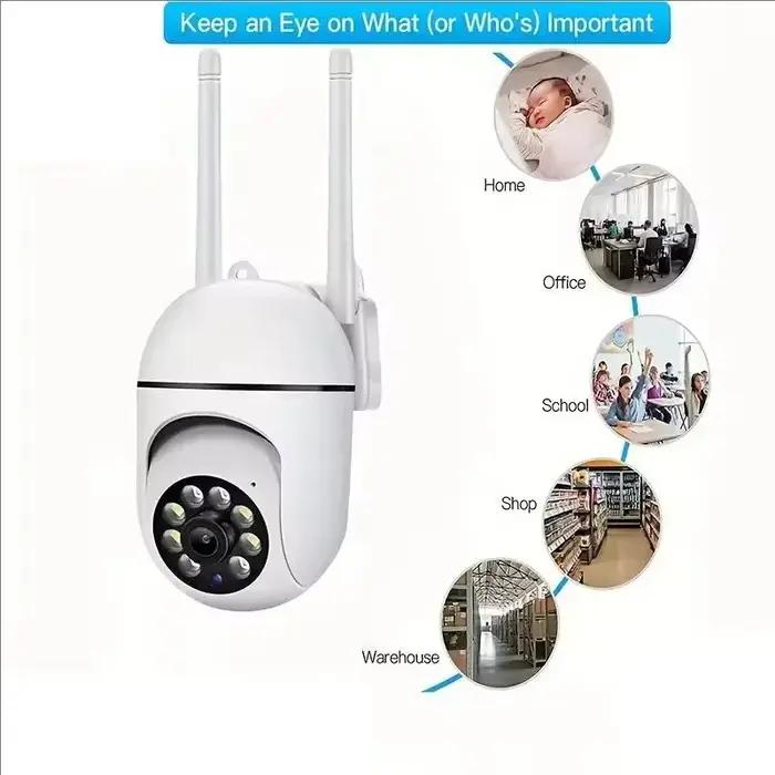 Caméra de sécurité extérieure A7 1080P WiFi PTZ avec zoom 4x et audio - Surveillance réseau sans fil