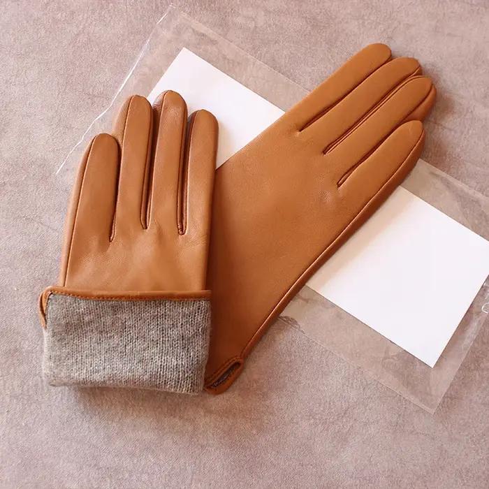 Gants en cuir de mouton de couleur pour femmes