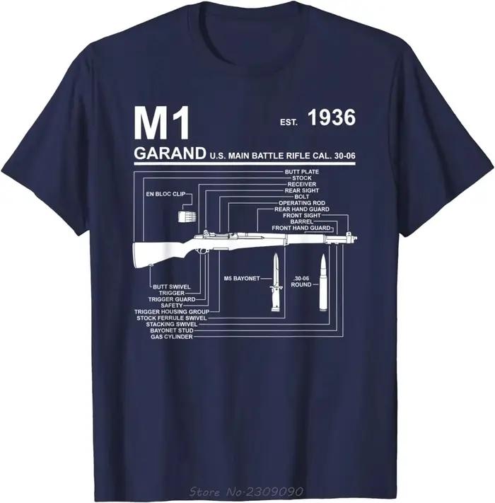 M1 Garand fusil pistolet graphique surdimensionné T-shirt décontracté coton