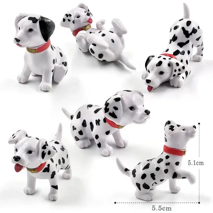 Figurine de chiot dalmatien, 6 pièces, modèle Animal de dessin animé, décoration de maison, décoration de jardin féerique Miniature, accessoires de bricolage modernes
