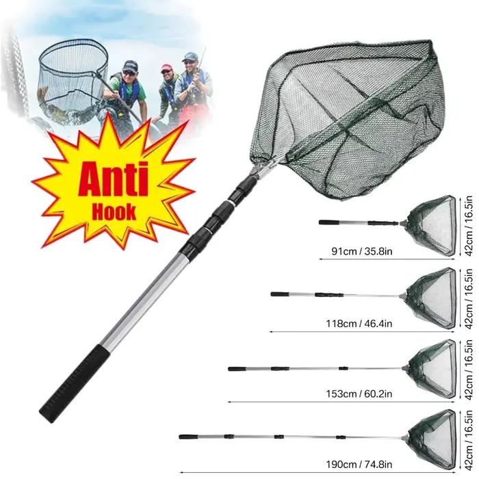 Filet d'atterrissage de pêche en alliage d'aluminium multifilament étendu jusqu'à 190cm pour pêcheurs débutants et experts toutes occasions
