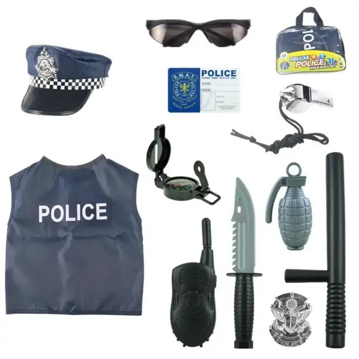 Costumes de cosplay de police unisexes, jouets de police, flic, boussole, sifflet, insigne de police, accessoires de costume de carnaval, Halloween