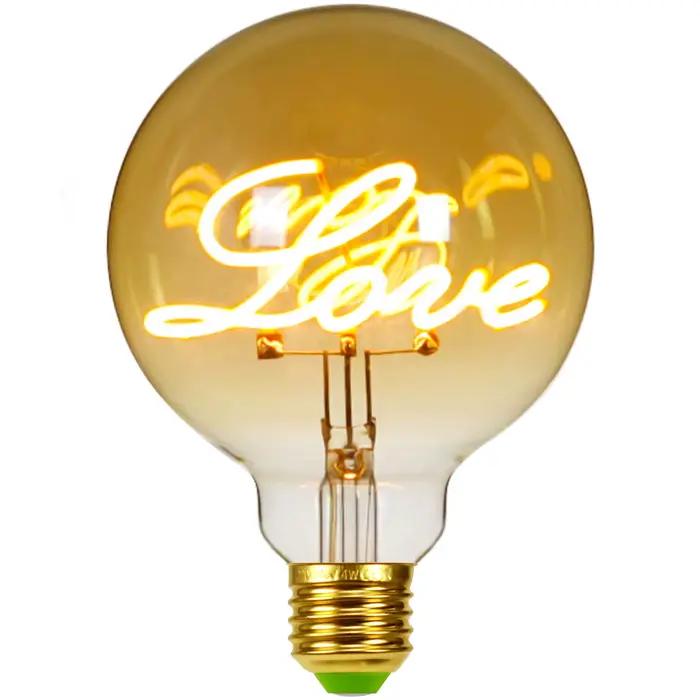Ampoule Edison rétro à intensité variable E27, 220V, 110V, 4W, G95, lettre d'amour, décoration de ma