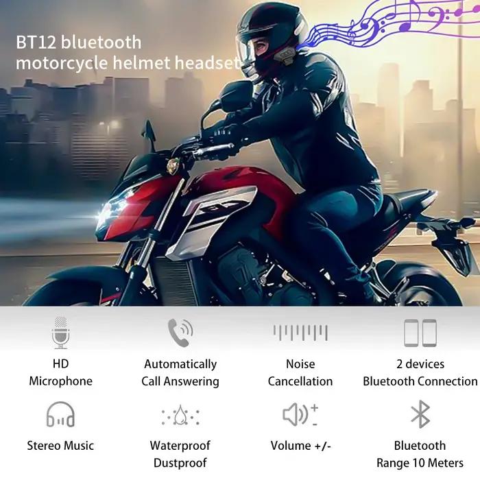 Casque de moto Bluetooth casque casque sans fil moto mains libres stéréo écouteur haut-parleur réduc