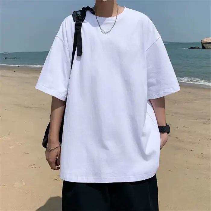 Mode solide Polyester T-shirts pour hommes t-shirt de base t-shirt décontracté hauts surdimensionnés qualité unisexe T-shirts courts T-shirts hommes vêtements