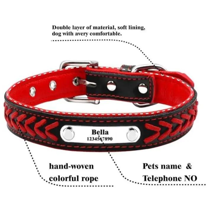 Collier de chien personnalisé avec étiquette gravée