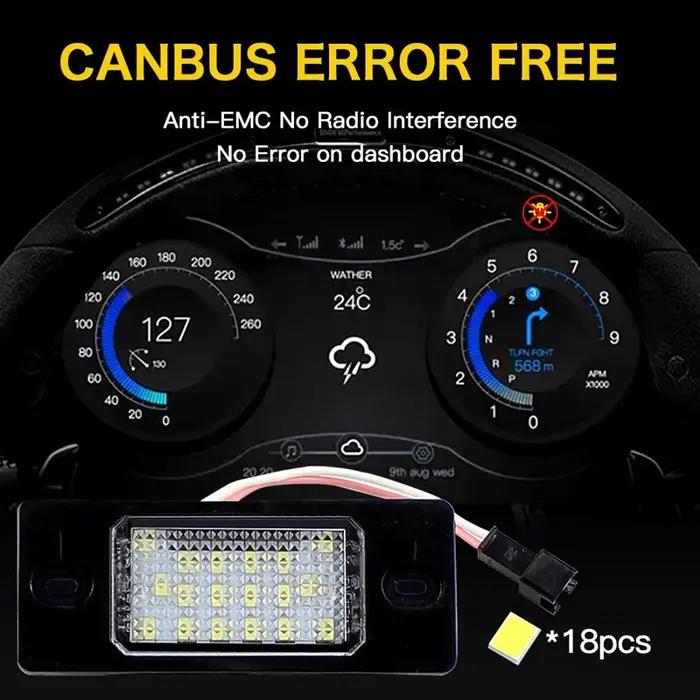 1 paire de feux de plaque d'immatriculation LED blanc 18SMD sans erreur Canbus pour VW Touareg Tigua