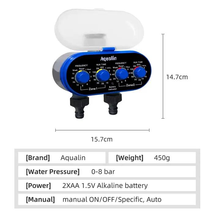 Valve à Bille à Deux Sorties pour Arrosage existent, Minuterie d'Eau à Quatre Cadrans, 0 Pression, C