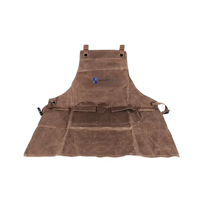 Tablier de protection en toile cireuse pour bijoutiers avec 4 poches pour outils et bretelles rembourrées marine pour sécurité et confort professionnel