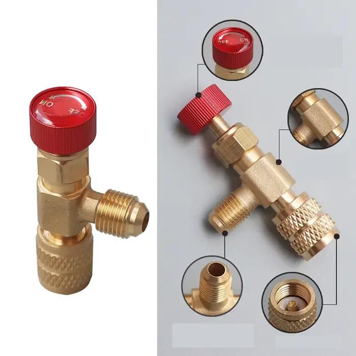 Valve de sécurité liquide R410A R22, outil de réfrigérant de climatisation, adaptateur de sécurité 1