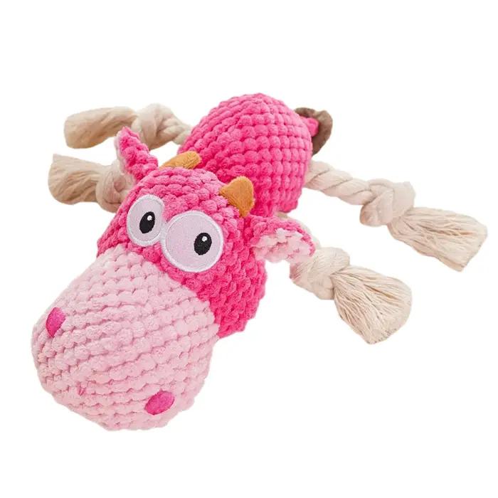 Jouets pour animaux de compagnie hippopotame couinants pour chiens moyens