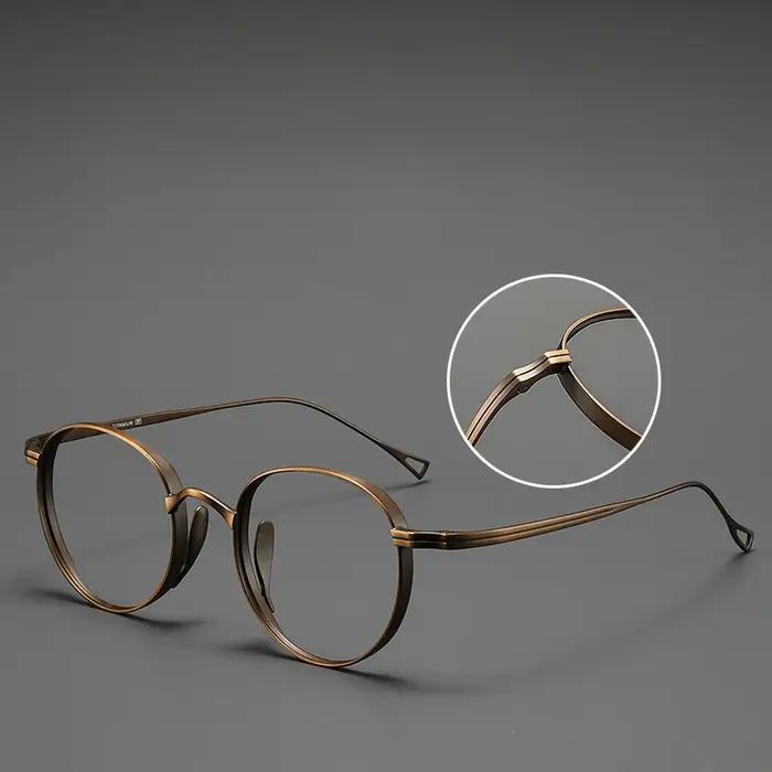 FIRADA mode lunettes confortables rétro pur titane lunettes rondes optique lunettes de Prescription