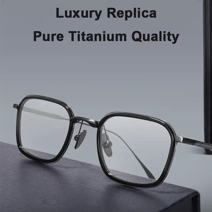 Réplique de marque de luxe japonaise en titane pur + anneau en acétate, monture de lunettes d'affair