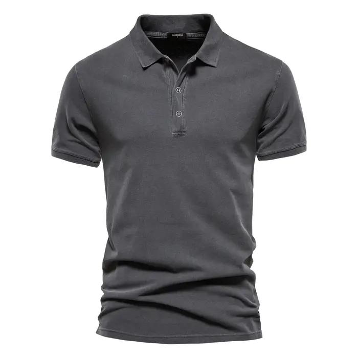 AIOPEON 100% coton couleur unie hommes polos décontracté à manches courtes couverture