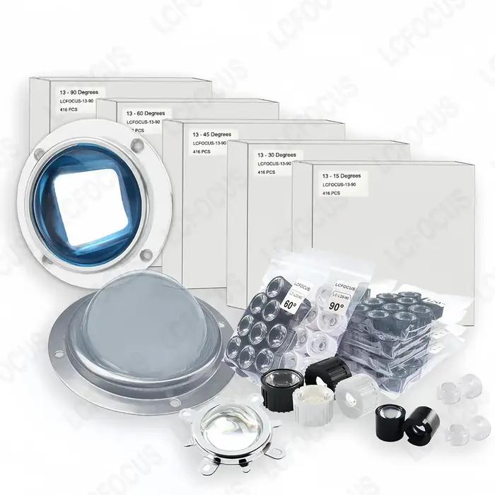 30 45 60 90 120 degrés lentille LED lentille en verre optique 67mm 78mm 100mm + réflecteur + support
