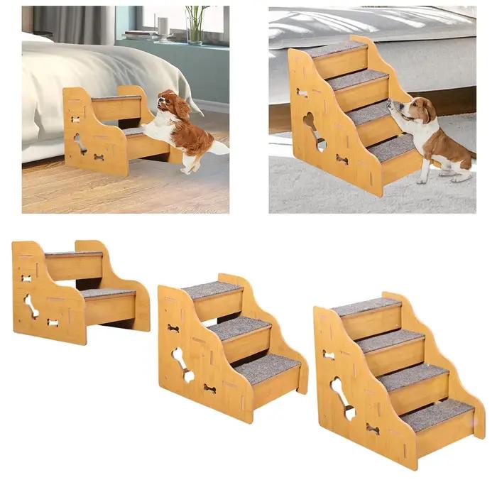 Escaliers pour chiens de 2 à 4 étapes en bois antidérapants pour petits chiens et chats âgés pour meubles intérieurs occasions spéciales cadeaux de Noël