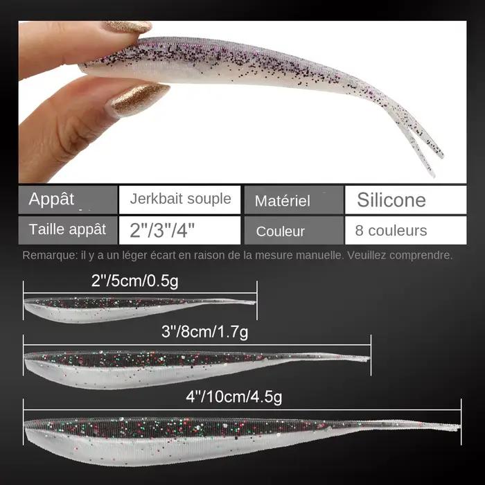 Spinpoler 2 "3" 4 "Seigneurs de pêche souples Jerk Minnow Shad Drop Shot appât souple Swimbait queue fendue pour bar
