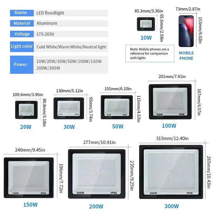 Éclairage LED réflecteur LED AC220V 100W 200W projecteurs extérieurs étanches lumières LED jardin ru