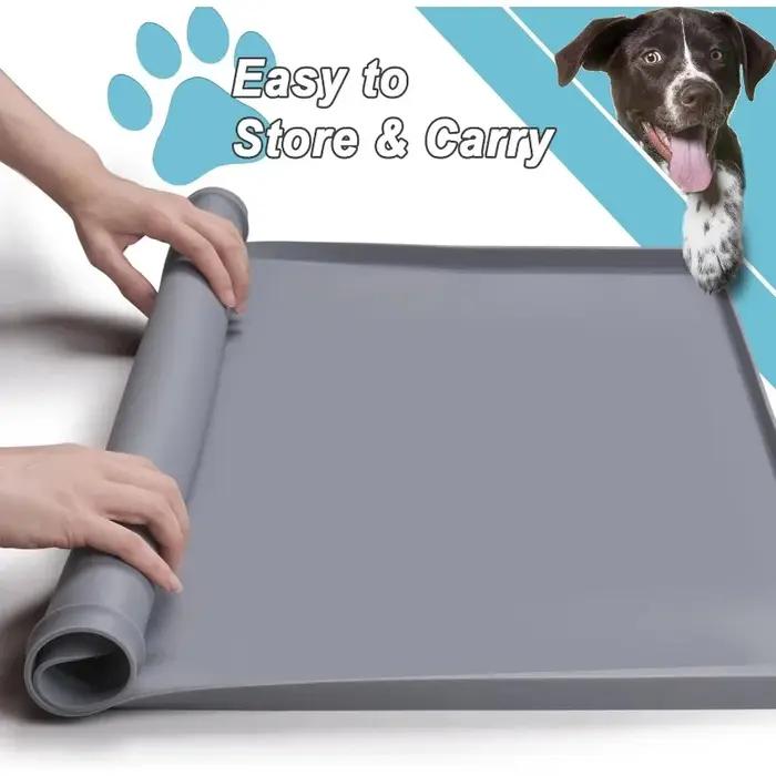 Support de pot pour chien avec bords surélevés et conception anti-fuite – Coussinets d'entraînement anti-déversement pour chiots pour protéger en toute sécurité des sols