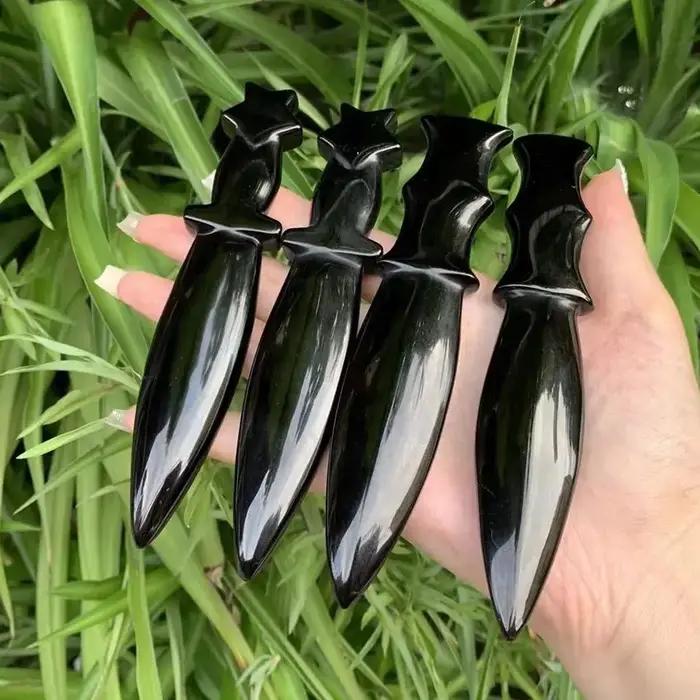 Poignard en obsidienne en cristal naturel de 15cm