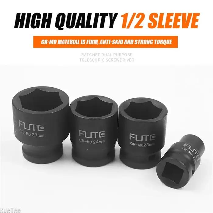 1/2 "pilote cr-v alliage haute qualité 6 points douille épaississement Hex clé à chocs courte tête d