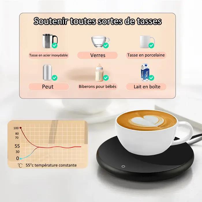 Chauffe-tasse thermostatique USB pour bureau à domicile, chauffe-boissons, conteneur de lait, eau chaude, café, thé, boissons chaudes bleu ciel ou bleu marine