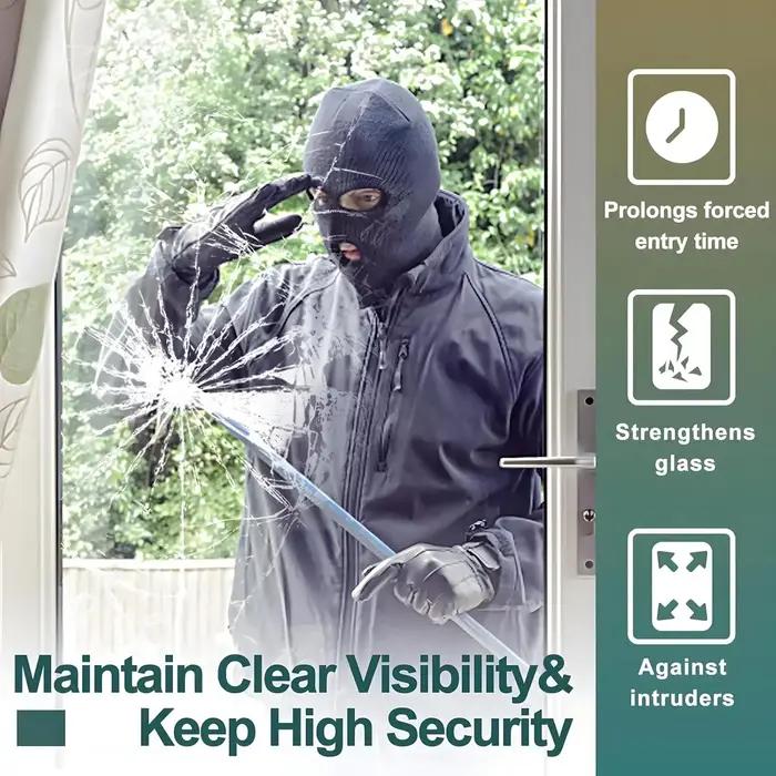 Film transparent de sécurité et de sécurité pour fenêtre, Film incassable pour fenêtres en verre, couverture en verre trempé Anti-éclatement, Film adhésif pour la maison