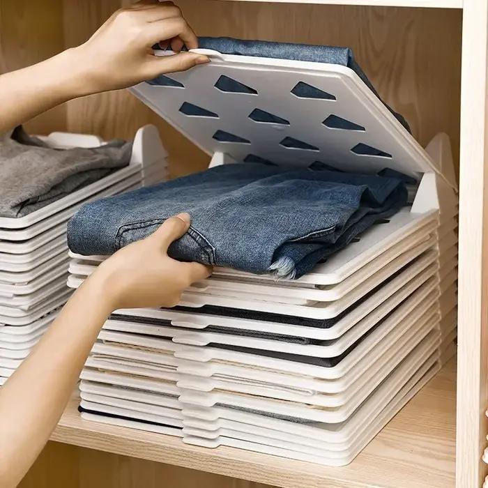 Tiroirs de rangement empilables pour vêtements pliants en plastique PP, rangement de chemises et t-shirts, organisation de garde-robe, rangement de vêtements pliants et pliantes, armoire, stockage et organisation de vêtements pliants