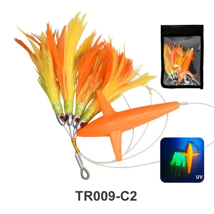 Grand jeu de pêche Teaser rigged plume oiseau leurre de pêche à la traîne calmar thon chaîne Mahi Wahoo appât artificiel eau salée occasions spéciales