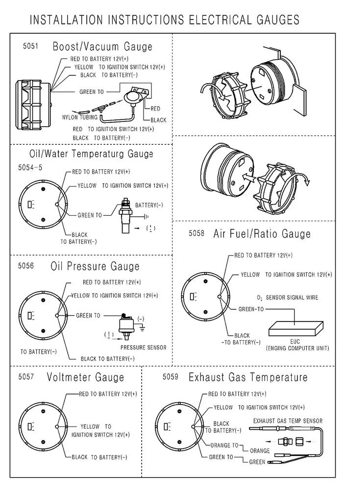 Jauge de gaz d'échappement universelle, 52mm, 2 ", 300 ~ 1300 Celsius, 12V, jauge de température ext