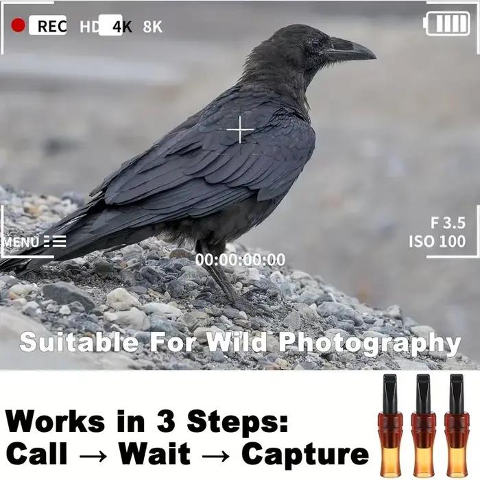 Sifflet appel corbeaux portable pour chasse - Attracteur sonore puissant pour débutants et passionnés de plein air
