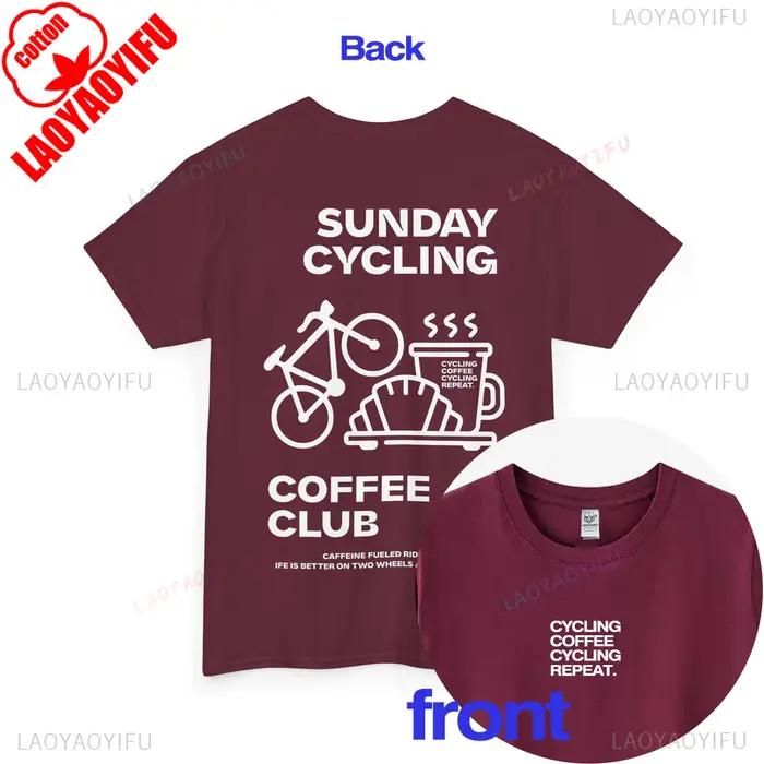 Dimanche cyclisme café Club graphique t-shirts unisexe femme homme été vélo haute qualité coton T-shirt classique dessus