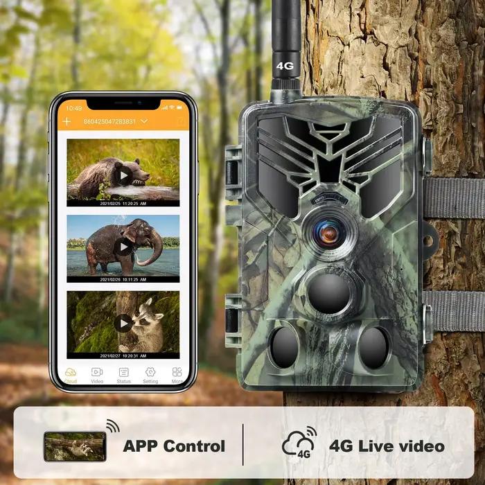 Caméra vidéo en direct 4K, service cloud, caméras de chasse quelque part, diffusion multimédia, sans fil, vision nocturne 30MP, HC810PRO