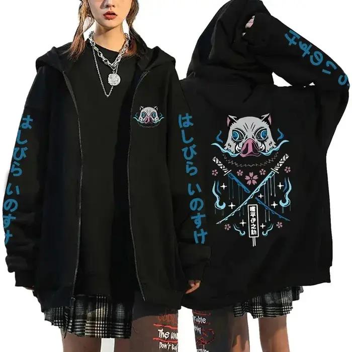 Anime chaud Hashibira Inosuke impression sweat à capuche avec fermeture éclair femmes hommes mode Y2