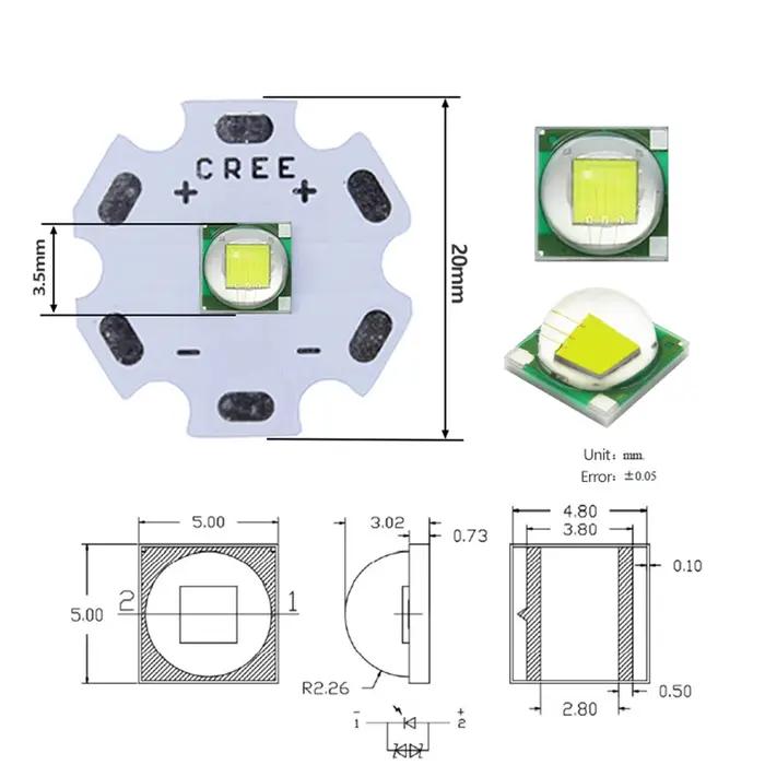 Puce émetteur LED haute puissance, 10 pièces, XML XM-L T6 LED T6 U2 10W blanc chaud, 16mm 20mm PCB p