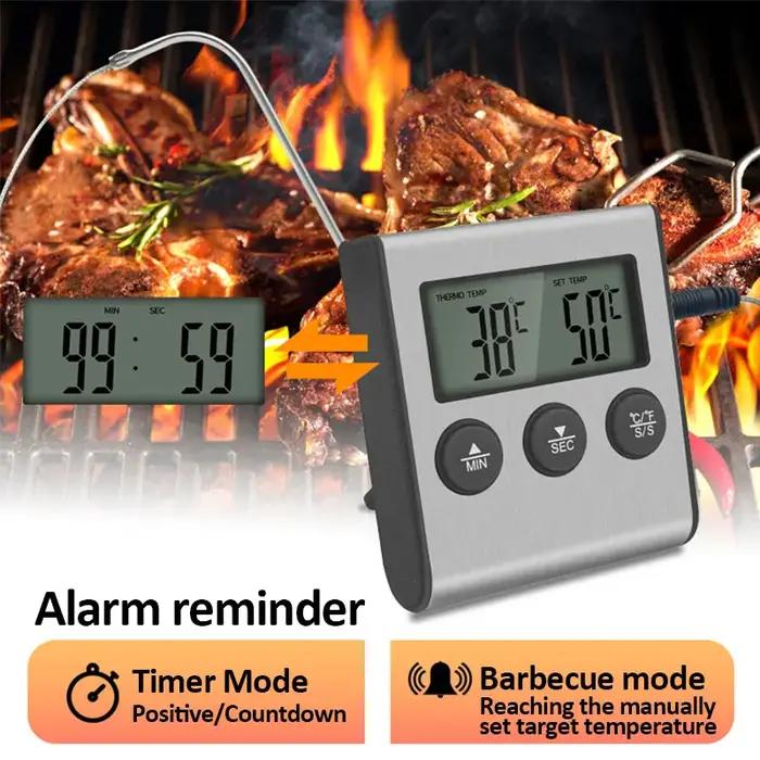 Thermomètre de cuisine numérique, four à barbecue, gril à viande, fonction minuterie, compteur de ch