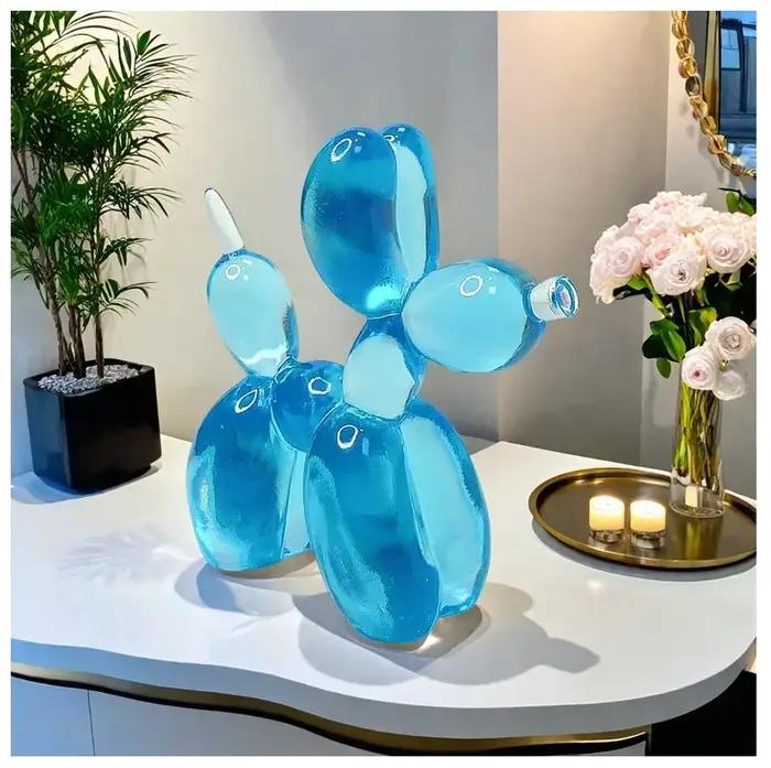Statues nordiques en résine de chien, ballon translucide, Animal de salon, bureau, meuble TV, ornement pour pendaison de crémaillère