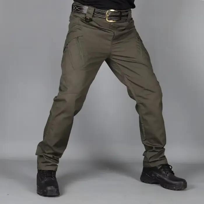 Pantalon cargo camouflage noir homme chasse - Trousers tactiques multi-poches séchage rapide - Pour randonnée et trekking
