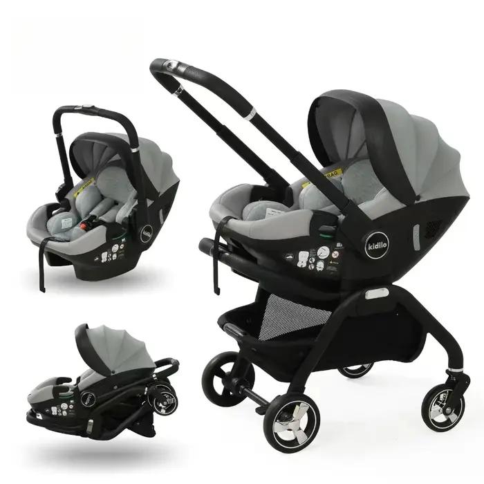 Kidilo-Poussette Portable 3 en 1 pour Bébé, mir de Couchage pour Nouveau-Né, Siège de Voiture Multif